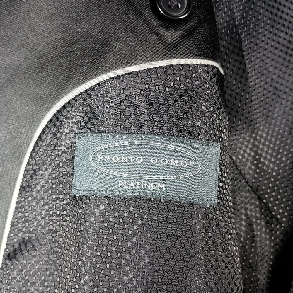 Pronto Uomo Platinum Blazer 44 Short Mens Black Wool Blend Modern Fit Stretch